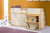 Кровать "Уголок школьника N3", модель включает в себя спальное место, шкаф для детской одежды, ящики для вещей, а также дополнительное место для игр, чтения, выполнения домашних занятий, широкая цветовая гамма и возможность комбинации цвета от